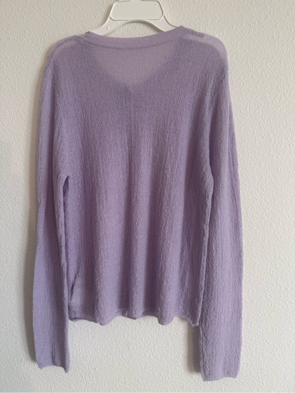 Soft Lavender Sheer Alpaca Wool Sweater Cardigan — image 2 of 4